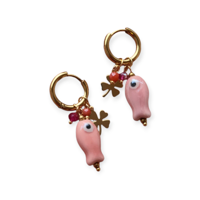 Vis oorbellen roze