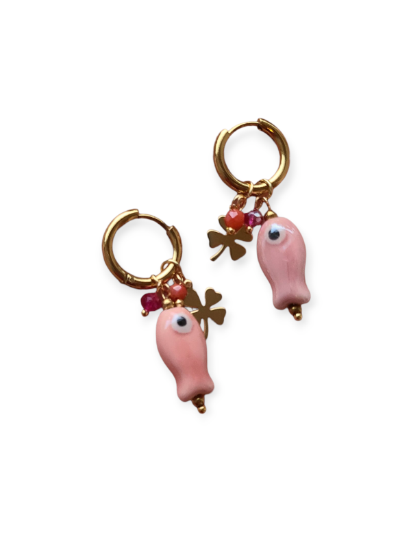 Vis oorbellen roze