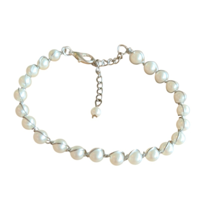 Zilveren parel armband