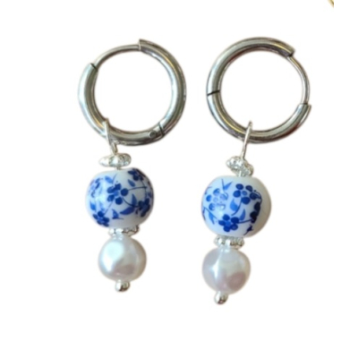 Blue flower zilver