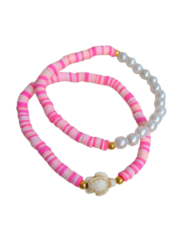 Turtle armbanden set - roze